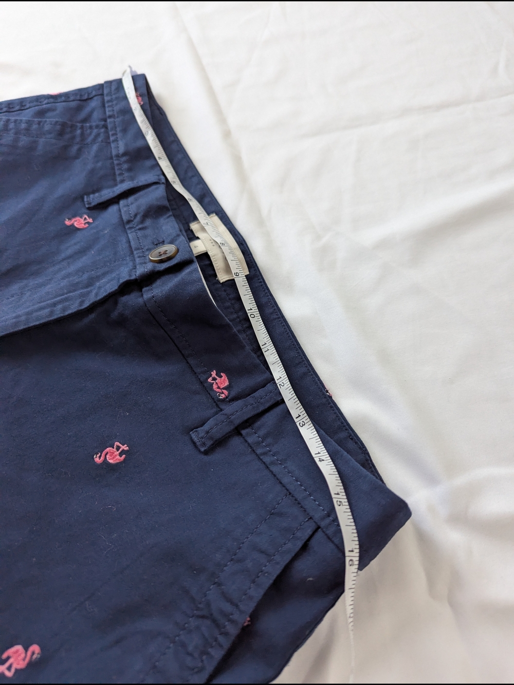 Talbots Navy Straight-Leg Pants with Pink Embroidered Flamingos - Picture 5 of 8